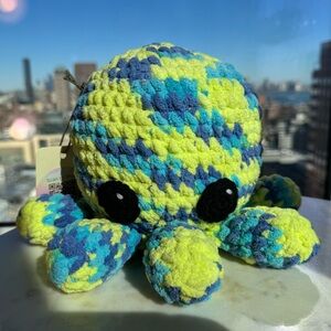 Handcrafted Crochet Blue and Green Octopus Plushie